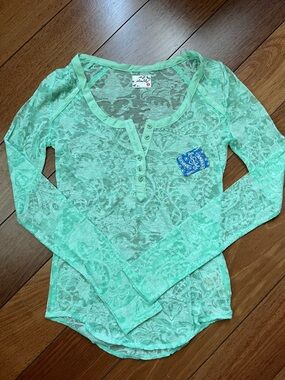 NWT Free People Sheer Seafoam Henley